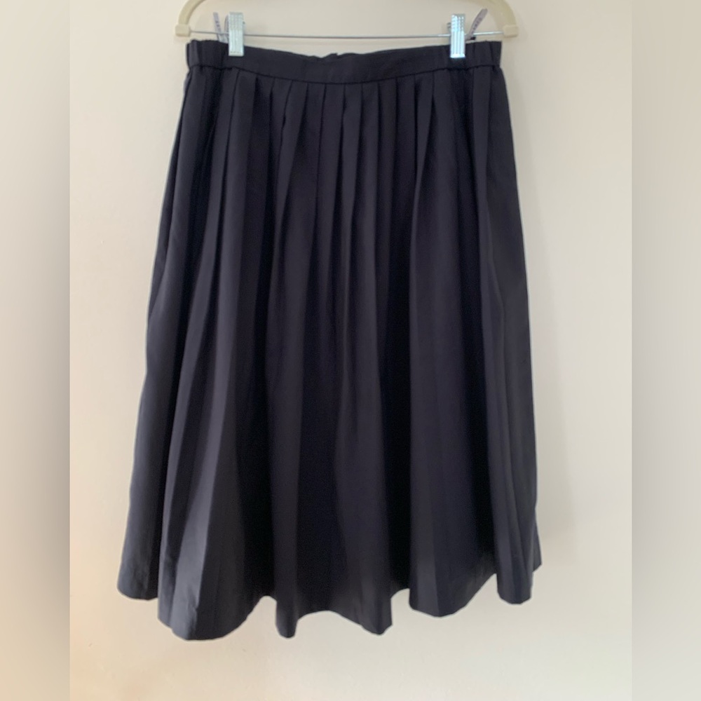 Vintage 80s Givenchy En Plus Black Wool Pleated Skirt 16W Made in West Germany